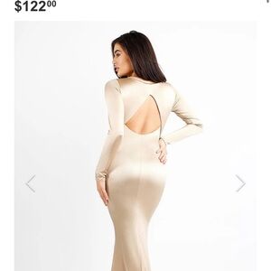 Chic Long Sleeve Cream Dress